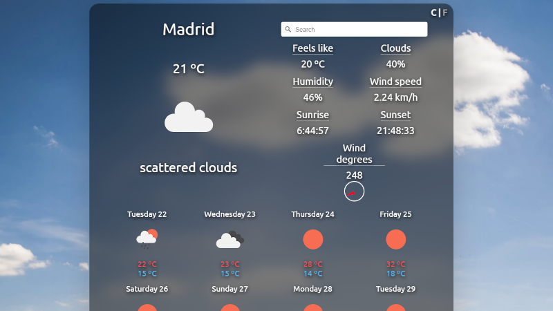 weather app screenshot